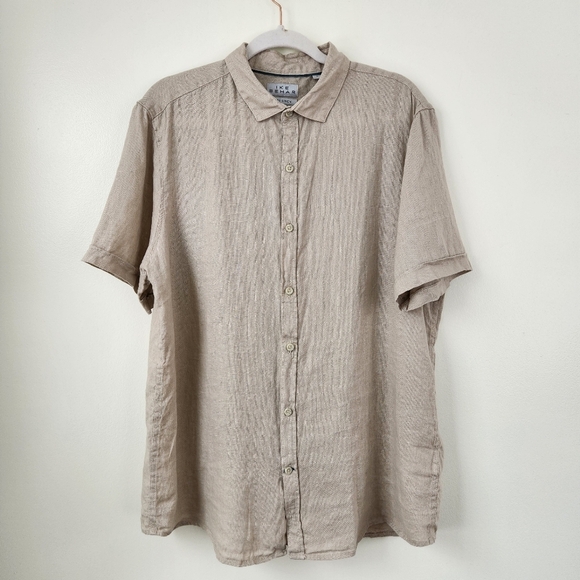 Ike Behar “Luxe Travel” Pure Linen Button Down Shirt Large L - Picture 1 of 5